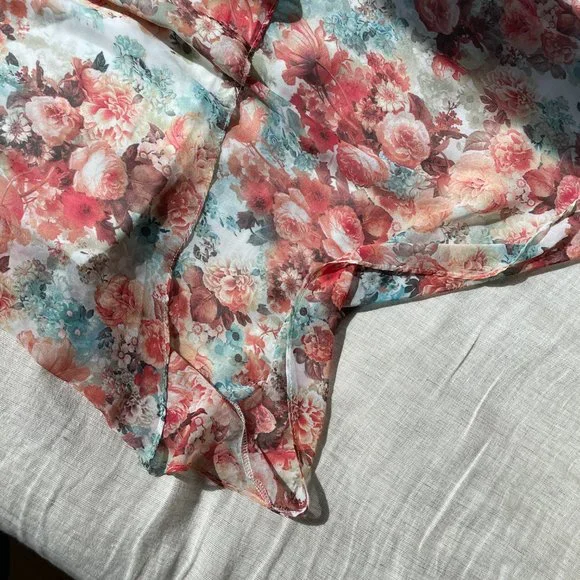 Forever 21 Pink Floral Asymmetrical Sleeveless Dress Small - Picture 6 of 11